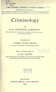 Cover of: Criminology by Raffaele Garofalo
