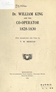 Cover of: Dr. William King and The Co-operator, 1828-1930