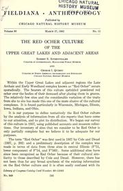 Cover of: The red ocher culture of the upper Great Lakes and adjacent areas