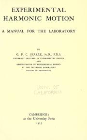 Cover of: Experimental harmonic motion: a manual for the laboratory