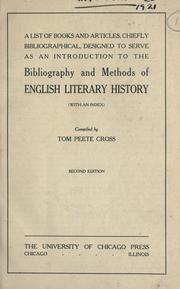 Cover of: A list of books and articles, chiefly bibliographical, designed to serve as an introduction to the bibliography and methods of English literary history, with an index.