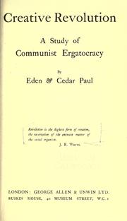Cover of: Creative revolution: a study of community ergatocracy
