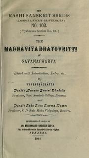 Cover of: Madhaviyadhatuvrittih by Pāṇini