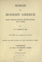 Cover of: Songs of modern Greece: with introductions, translations, and notes