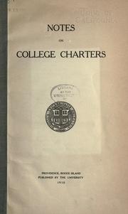 Cover of: Notes on college charters