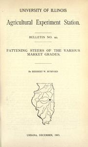 Cover of: Fattening steers of the various market grades by Herbert Windsor Mumford