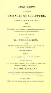 Cover of: Observations on various passages of Scripture by Thomas Harmer, Thomas Harmer