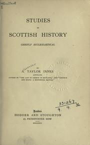 Cover of: Studies in Scottish history: chiefly ecclesiastical.