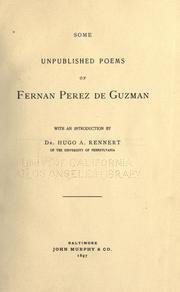 Cover of: Some unpublished poems of Fernan Perez de Guzman
