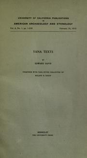Cover of: Yana texts by Edward Sapir