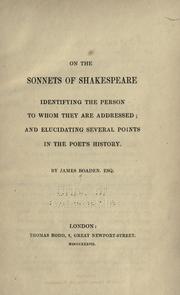 Cover of: On the sonnets of Shakespeare by James Boaden, James Boaden