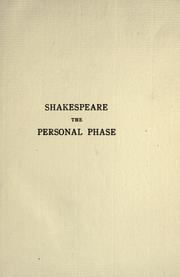 Cover of: Shakespeare, the personal phase