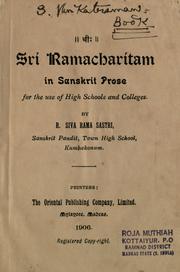 Cover of: Ramacharitam, in Sanskrit prose. by R. of Kumbakonum Siva Rama Sastri