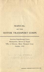 Cover of: Manual of the Motor transport corps.
