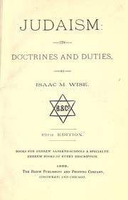 Cover of: Judaism: its doctrines and duties.