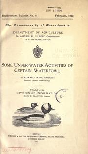 Cover of: Some under-water activities of certain waterfowl