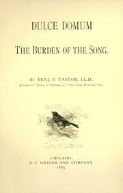 Cover of: Dulce domum: the burden of the song.