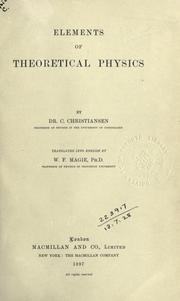 Cover of: Elements of theoretical physics: tr. into English by W.F. Magie.
