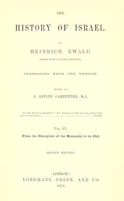 Cover of: The history of Israel by Heinrich Ewald