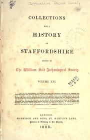 Cover of: Collections for a history of Staffordshire. Volume XVI by Staffordshire Record Society