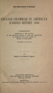 Cover of: English grammar in American schools before 1850 ...