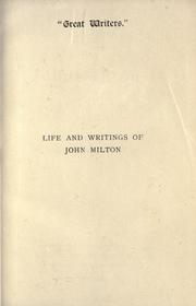 Cover of Life and writings of John Milton by Richard Garnett
