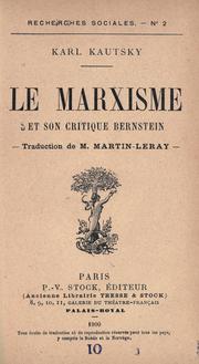 Cover of: Le Marxisme et son critique Bernstein.