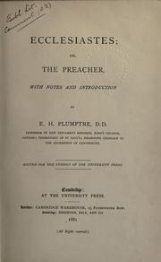 Cover of: Ecclesiastes by E. H. Plumptre