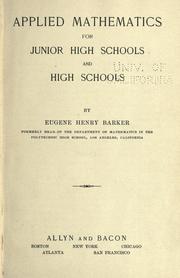 Cover of: Applied mathematics for junior high schools and high schools by Barker, E. H.