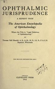 Ophthalmic jurisprudence by Shastid, Thomas Hall