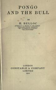 Cover of: Pongo and the bull by Hilaire Belloc