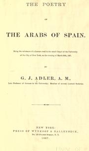 Cover of: The poetry of the Arabs of Spain by G. J. Adler, G. J. Adler