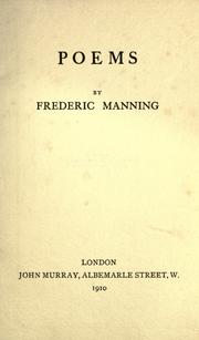 Cover of: Poems by Frederic Manning, Frederic Manning