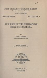 Cover of: The birds of the neotropical genus Deconychura