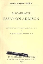 Cover of: Macaulay's essay on Addison by Thomas Babington Macaulay