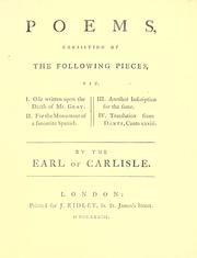 Cover of: Poems: consisting of the following pieces, viz. I. Ode written upon the death of Mr. Gray. II. For the monument of a favourite spaniel. III. Another inscription for the same. IV. Translation from Dante, Canto XXXIII.