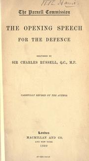 Cover of: The Parnell Commission.: The opening speech for the defence