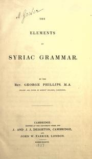 Cover of: The elements of Syriac grammar. by Phillips, George