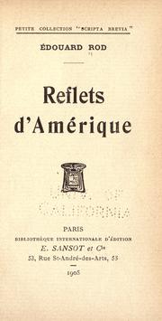 Cover of: Reflets d'Amérique by Edouard Rod