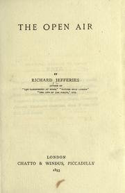 Cover of: The open air. by Richard Jefferies