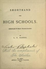 Cover of: Shorthand for high schools.: American-Pitman phonography.