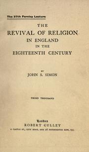 Cover of: The revival of religion in England in the eighteenth century.