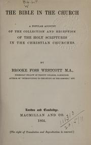 Cover of: The Bible in the Church by Brooke Foss Westcott