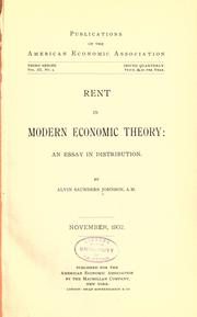 Cover of: Rent in modern economic theory