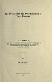 Cover of: The preparation and decomposition of tetrathionates by Walter Scott