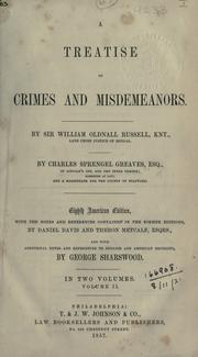 Cover of: A treatise on crimes and misdemeanors by Russell, William Oldnall Sir