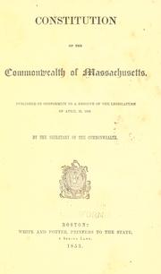 Cover of: Constitution of the Commonwealth of Massachusetts by Massachusetts