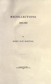 Cover of: Recollections 1844-1909.