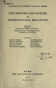 Cover of: The history and nature of international relations. by Edmund A. Walsh