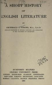 Cover of: A short history of English literature. by Archibald Thomas Strong